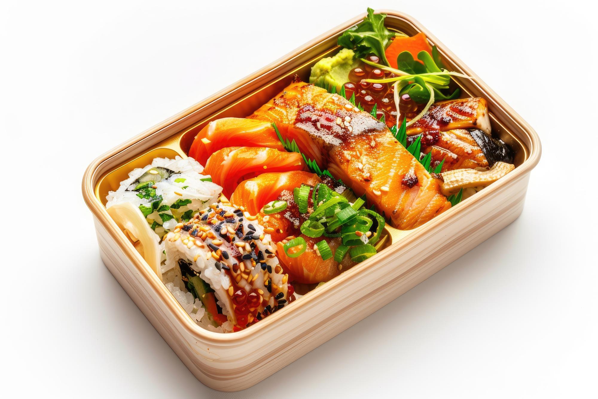 bento-style meal in pastel box